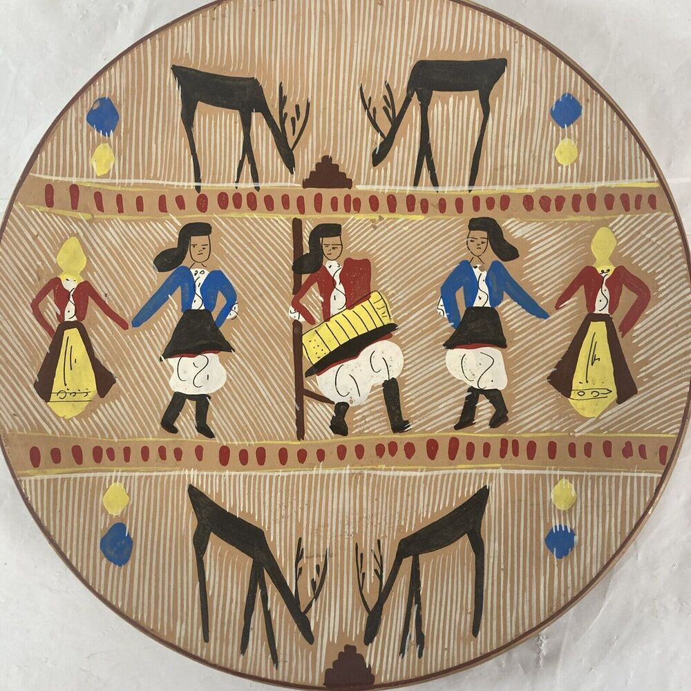 Decorative Plate Hungarian dancers Musician Deer abstract art vintage Decor 8” - Picture 4 of 9